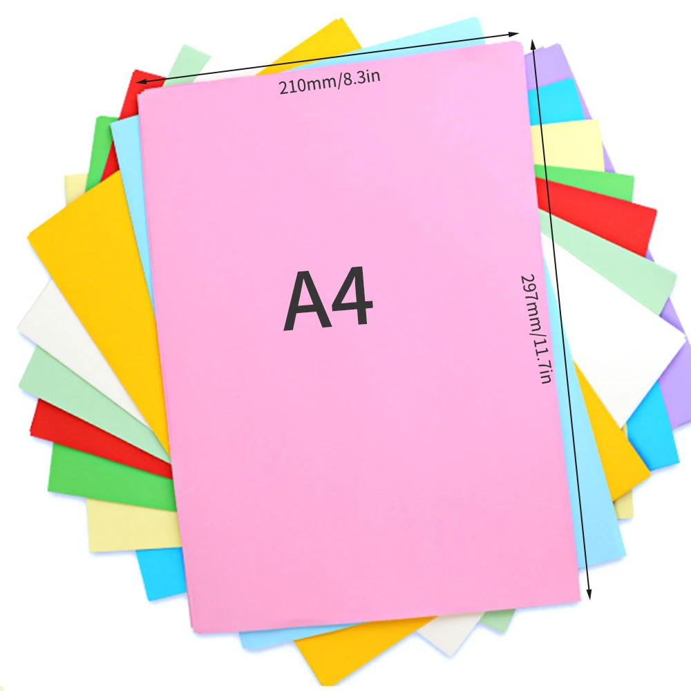 100 Sheets A4 Color Copy Paper 210x297mm/8.3x11.7in Printer Paper 70GSM for Copy Printing Writing Crafts & Art
