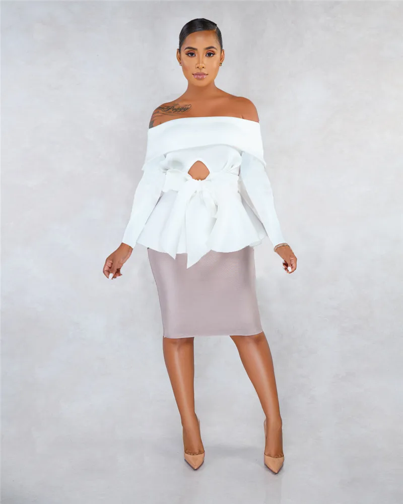 Off на плечо Peplum Топ Для женщин куртка пальто