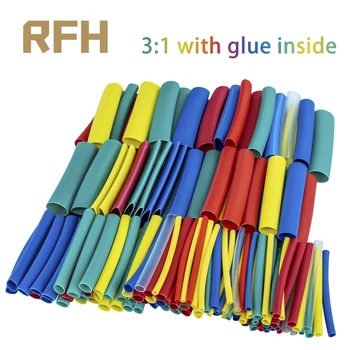 3:1 ท่อหดความร้อนพร้อมกาวภายใน 90 ชิ้น 8 ขนาด 1.6/2.4/3.2/4.8/6.4/7.9/9.5/12.7 มิลลิเมตรห่อชุดสายไฟ 1