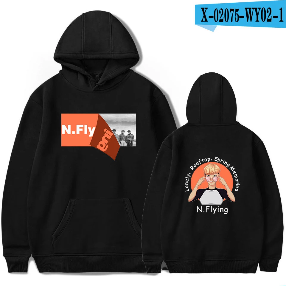 N. Flying толстовки Толстовка Femme осень зима Harajuku уличная одежда худи в стиле хип-хоп для женщин и мужчин с длинным рукавом флис Kpop толстовки - Цвет: black