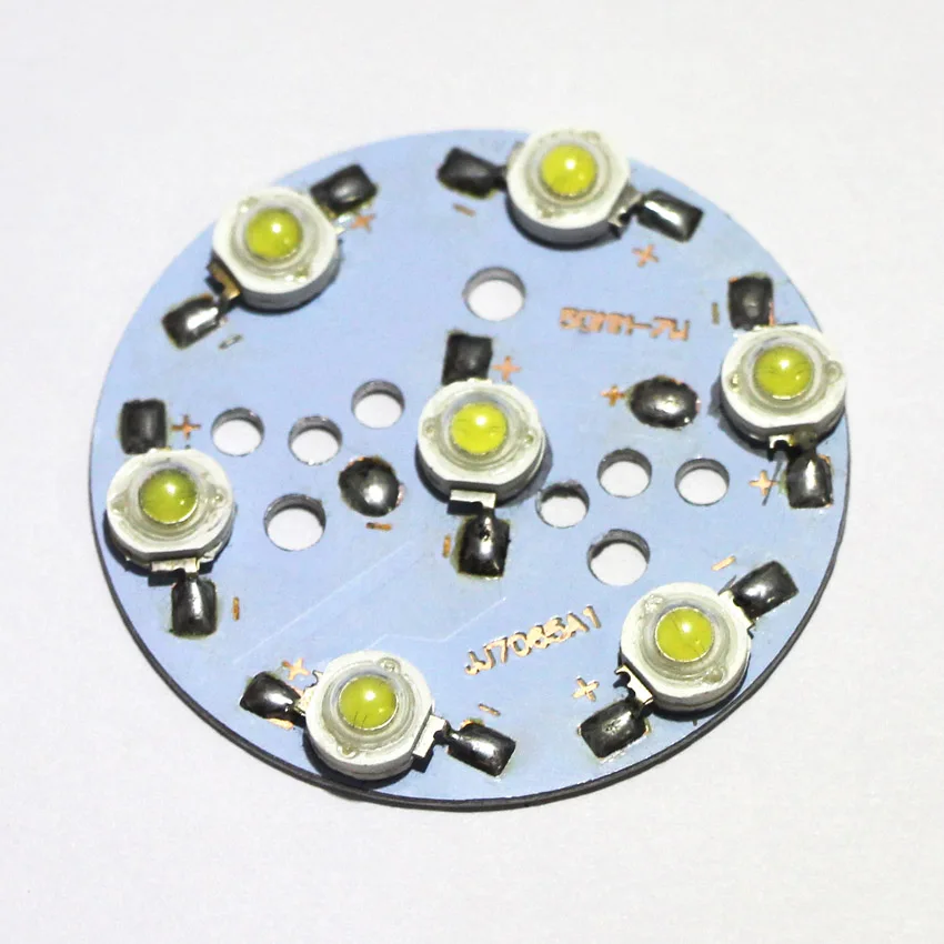 

20 pcs / lot 7W aluminum substrate with lamp bead round high power LED 7 pcs 1W lamp bead pcb , free shipping