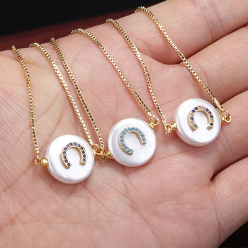 

10 pcs/lot 2buckle connector pearl coin pave cz letter c gold link charm adjustable bracelet unqiue for woman girl birthday gift