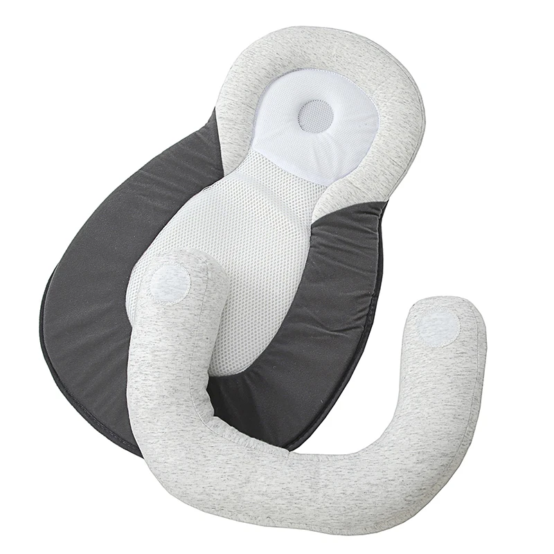 Детская подушка для сна для новорожденных, дышащая подушка для формирования головы, детское гнездо для путешествий - Цвет: Темно-серый