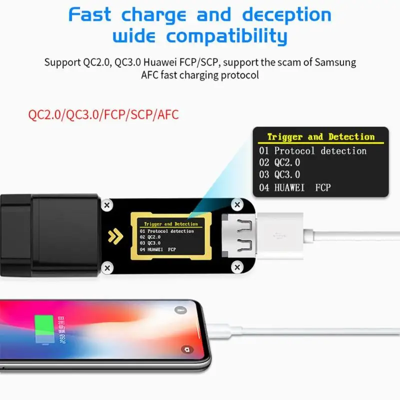 Проверка емкости запуска Qc2.0/qc3.0/Fcp/Scp/Afc протокол быстрой зарядки амперметра USB тест er