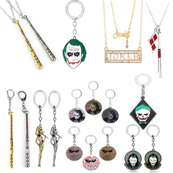 

Suicide Squads Keychain Metal Baseball Bat Ball Negan Lucille Key Chain Keyring DC Comic Batman Joker Charm Necklace Souvenir