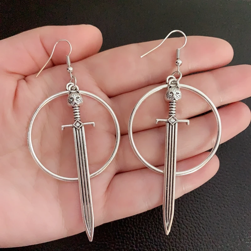 

1 antique silver animal pendant earring pendant cute owl sword ornament jewelry 67 * 14 * 5mm party jewelry retro style