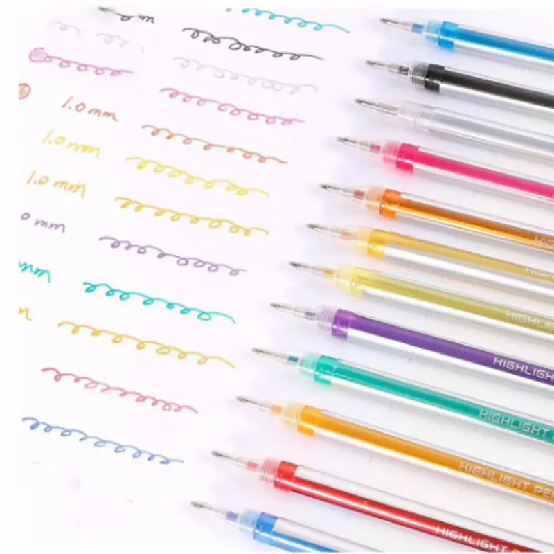 Sparkly Gel Pens 6 Colors Fine Point Rainbow Gradient Pens For Highlighting  On Markers Comfortable Grip Colored Pencils For Kids