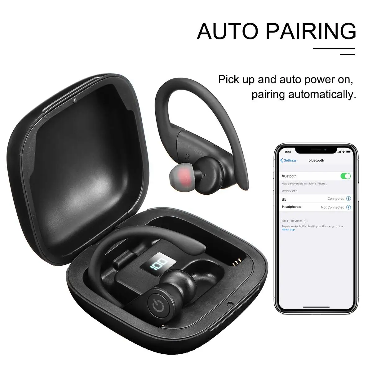 TWS bluetooth V5.0 наушники 8D HiFi стерео звук светодиодный цифровой дисплей Автоматическое Сопряжение Спортивные Беспроводные наушники