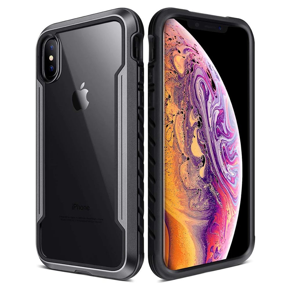 

for iPhone Xs Max XR Case Defense Shield Series Military Grade Drop Tested, Anodized Aluminum TPU Polycarbonate Protective Case