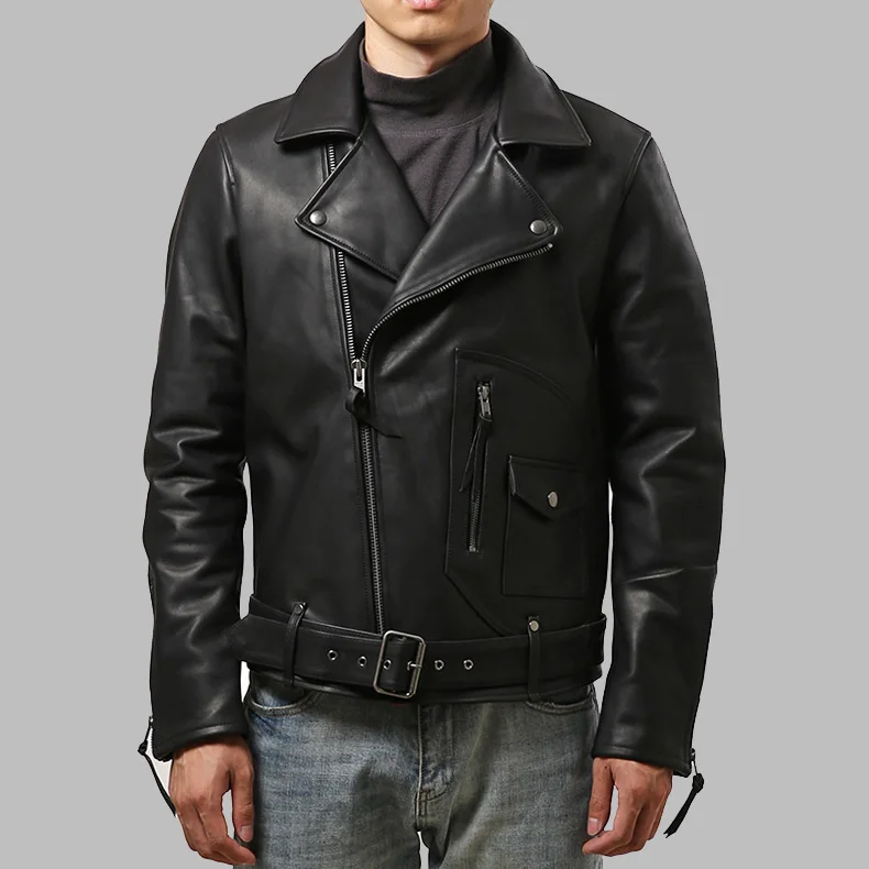 60% OFF HA-98919 Read Description! Asian size Army genuine leather outerwear cow leather jacket cowhide leather rider jacket