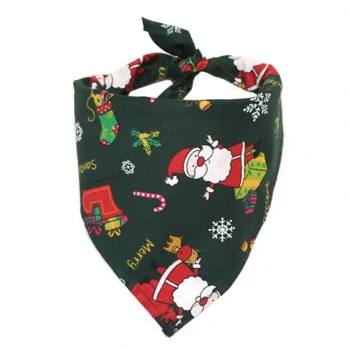 Green Santa Рождество Собака Щенок Санта Лось Снежинка бандана нагрудники полотенце шарф шейный платок аксессуары для собак - Цвет: Green Santa