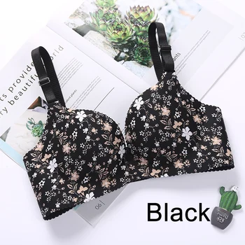 

Women one-piece Bra Gathered Adjustable Shoulder Strap Four Rows Of Buckles Without Steel Support Printed Bra Hot Sales