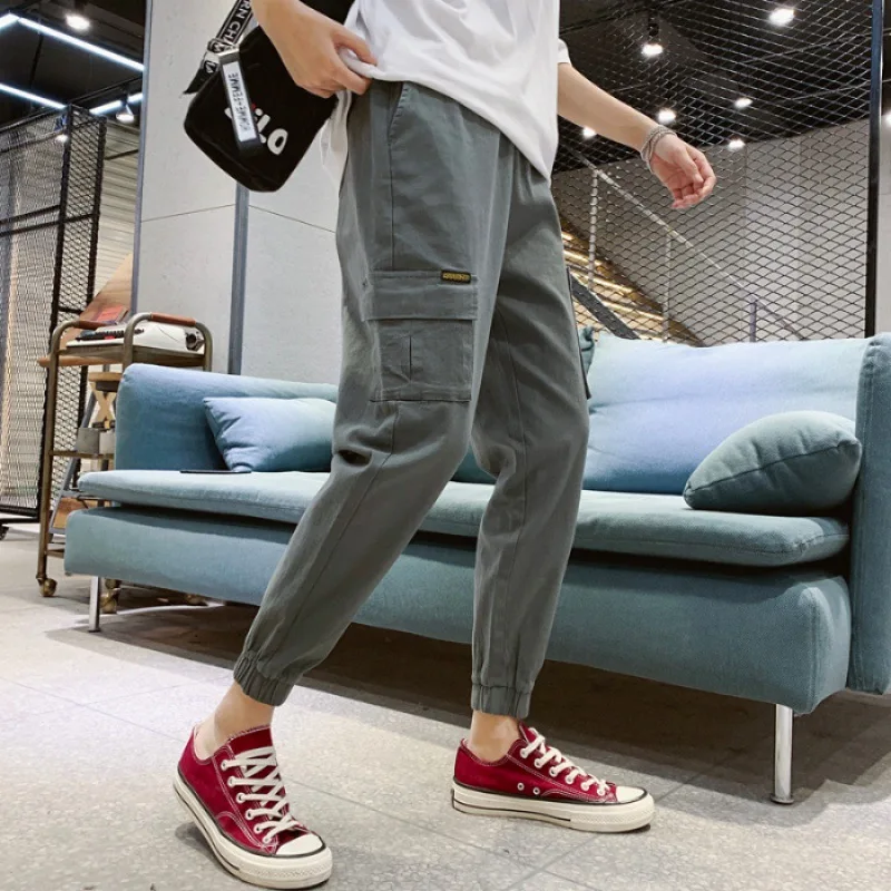 

2019 Spring New Style INS Super Fire Pants Men's Popular Brand Loose Bib Overall Beam Leg Korean-style Trend Casual