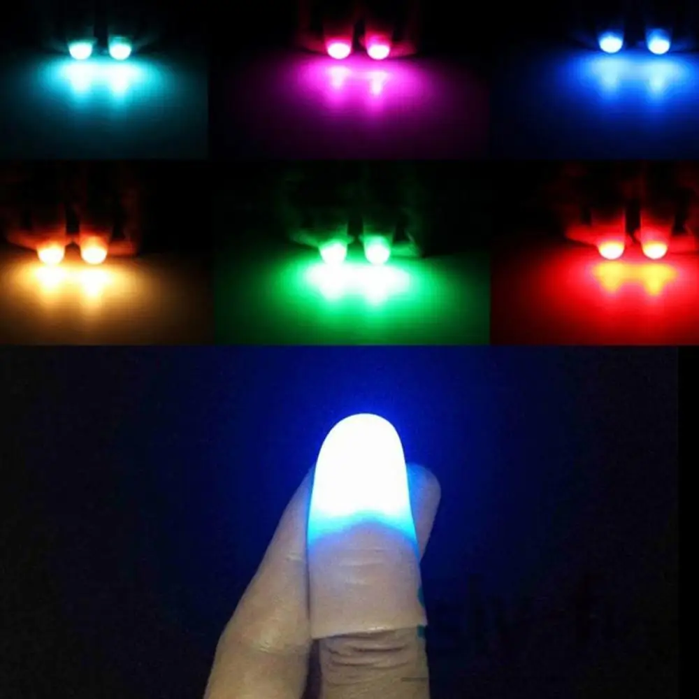 2PCS LED Light Flashing Fingers Magic Trick Props Kids Amazing Fantastic Glow Toys Children Luminous Gifts