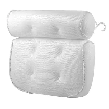 

Breathable 3D Mesh Spa Bath Pillow With Suction Cups Neck And Back Support Spa Pillow For Home Hot Tub Bathroom Accersories