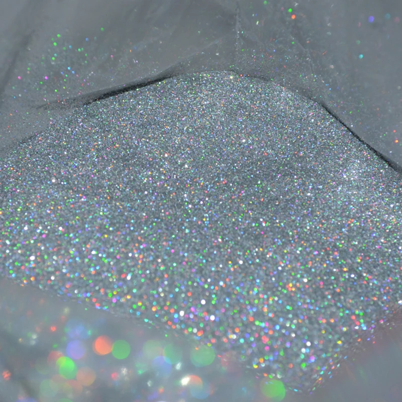 

50gx1bag Nail Glitter Holographic Powder 0.2MM(1/128")008inch Powder Holo Silver Fine Dust For Nail Tip Art Hexagon-Shape Powder