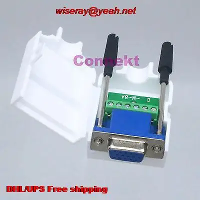 

DHL/EUB 50pcs Connectors DB15 VGA female 6Pin D-Sub 3+2 line Plastic Cover screw Terminal Board-A6