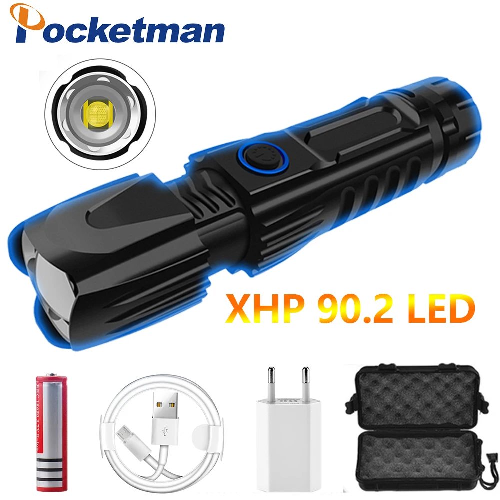 Самый мощный светодиодный фонарик XHP90.2 XLamp тактический Водонепроницаемый фонарь