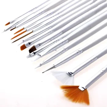 

15Pcs Nail Art Brush Liner Dotting Fan Design Wooden Builder Flat Crystal Painting Drawing Carving Pen UV Gel Manicure Tool Set