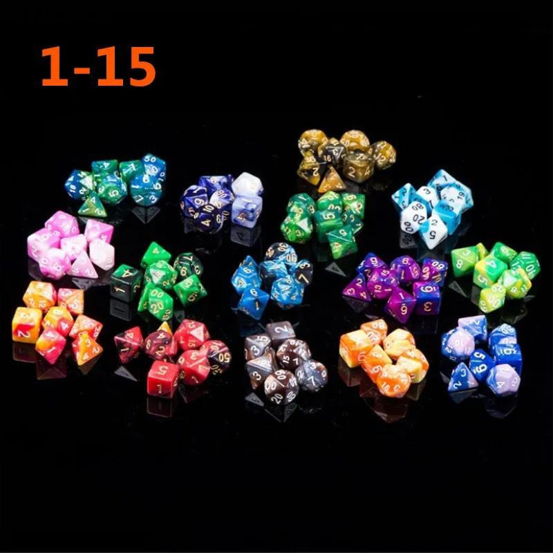 7 шт./лот многогранные кости из смолы d& d d4 d6 d8 d10 d% d12 d20 многогранные TRPG игры кубик для настольной игры