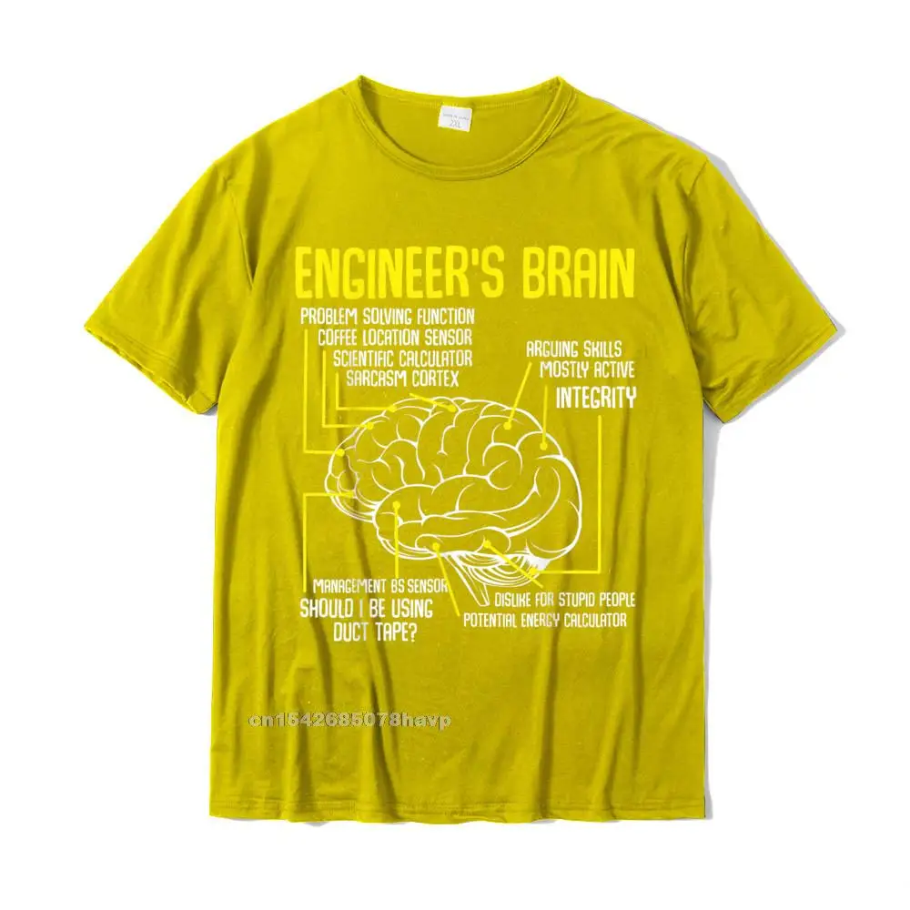 Casual 100% Cotton Top T-shirts for Men Short Sleeve Casual Tops T Shirt New Design Summer/Autumn O-Neck Tee-Shirt Casual Engineers Brain Funny Engineering Games Process Funny T-Shirt__2675. yellow