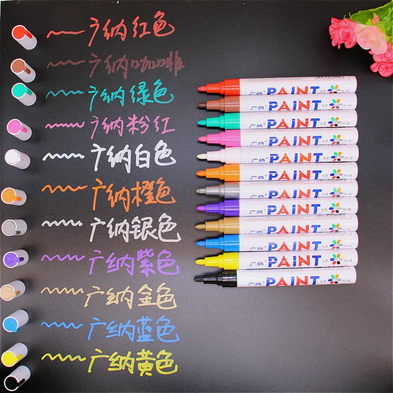 Universal Car Accessories Tyre Tire Tread Permanent Paint Marker Oily 12 Colors Paint Marker Pen Waterproof automobile styling