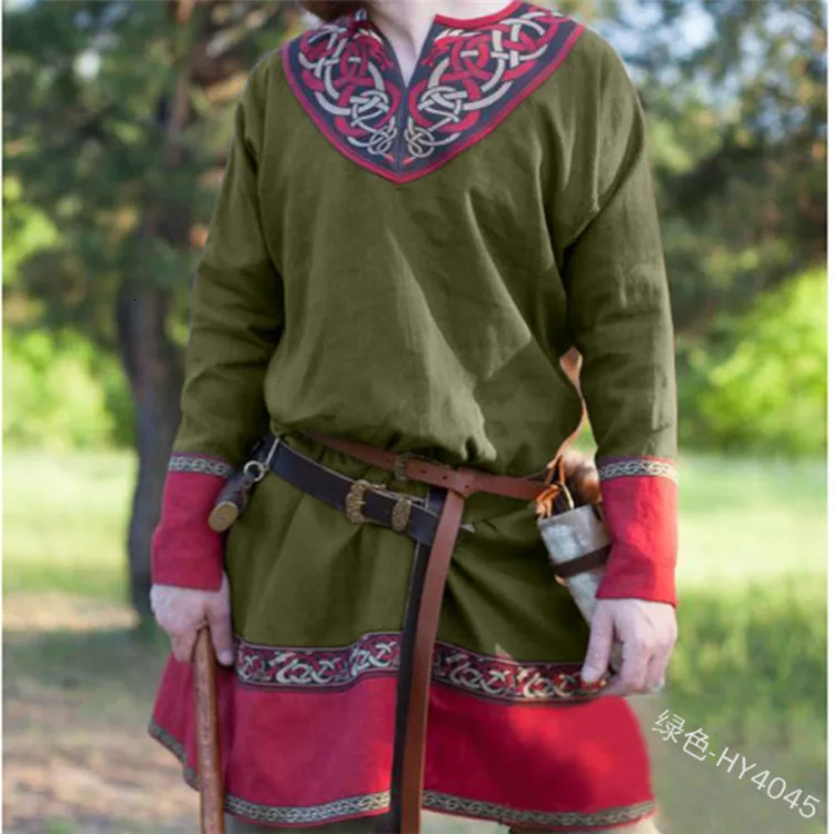 Хэллоуин косплей для мужчин ретро средневековый пират футболка с викингом костюмы Ренессанс принт халаты туника с длинным рукавом Свободная блузка Топы