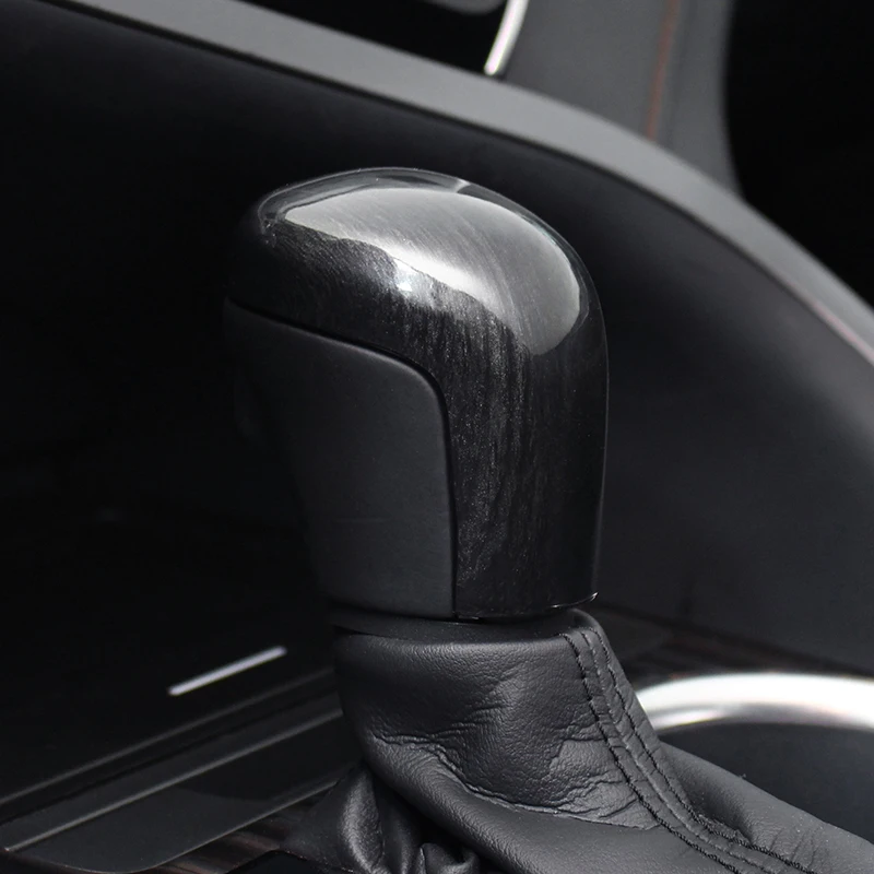 QHCP Car Gear Head Knob Cover ABS Gear Shift Knob Sticker Accessory Carbon Fiber Style Wood Grain Fit For Toyota Camry