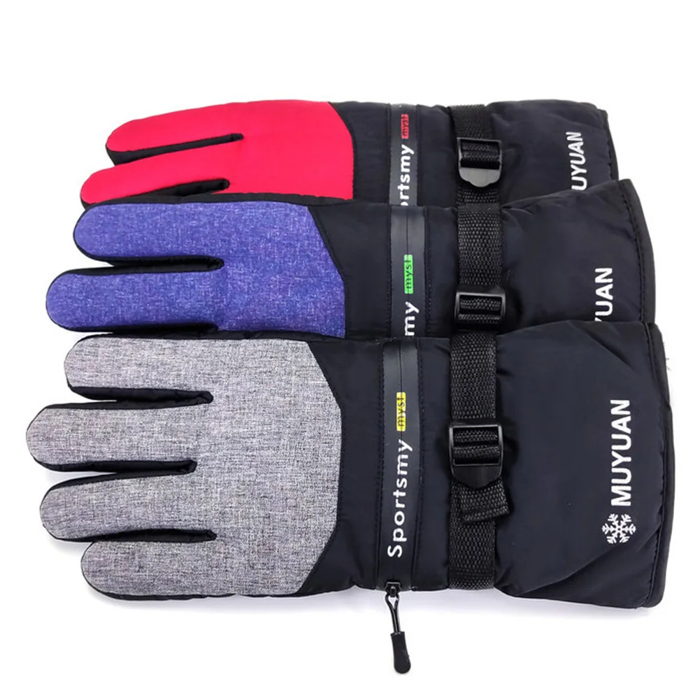 1 Pair Insulated Outdoor Sports Thickened Winter Protective Keep Warm Full Finger Windproof Snowboard Men Ski Gloves Hiking