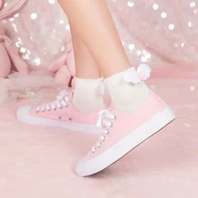 Милые носки декоративные Лолита девочек студентов принцесса носки женские милые носки японский Harajuku хлопок тонкий срез Крылья Ангела