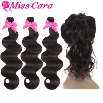 

Peruvian Body Wave Bundles With 360 Lace Frontal 100% Human Hair 3/4 Bundles With Closure Miss Cara Remy Hair Weaves