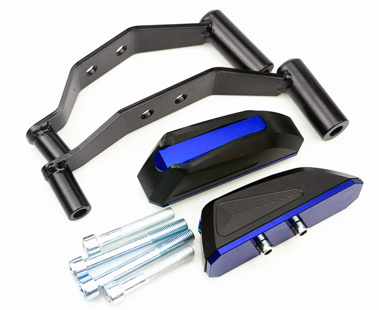 Motorcycle aluminum alloy Accessories bumper body anti-fall block protection block For Kawasaki Z900 - Цвет: Синий