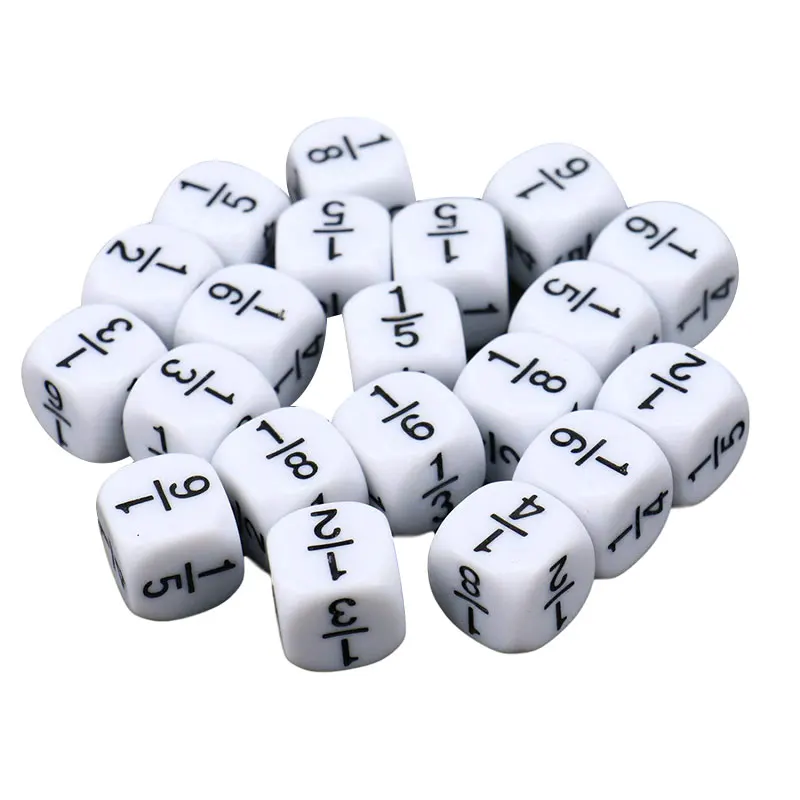 10 Pcs/set Fraction Dice White 16*16mm Fractional Number Dices Montessori Educational Kids Math Toys for Children Games Toys 2