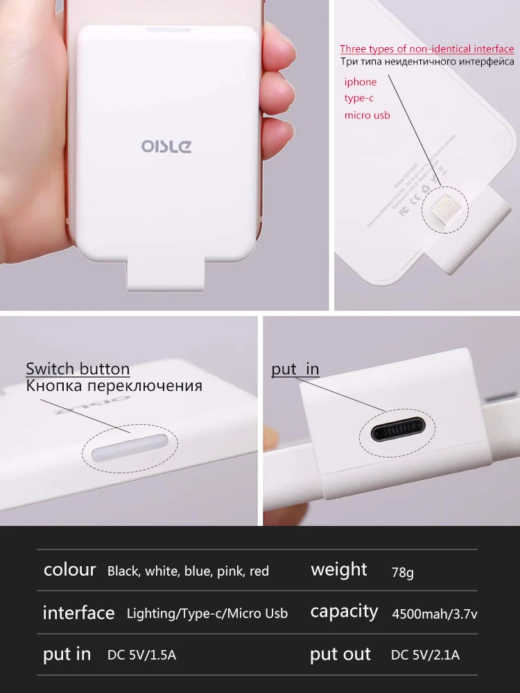 OISLE Power Bank Mini Portable External Battery Fast Charge Spare Battery  PoverBank for IPhone 12/13/X/Samsung/Xiaomi/Huawei