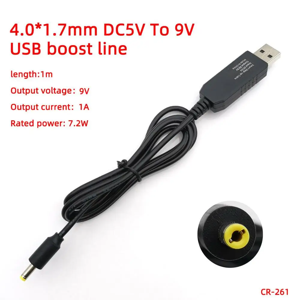 4.0-1.7 9V 1A 1M USB линия повышения мощности постоянного тока 5 В до 9 в 12 В Повышающий Модуль USB конвертер Кабель-адаптер провод 5,5*2,1/5,5*2,5/4,0*1,7/3,5*1,35 мм штекер - Цвет: 4.0-1.7 9V 1A 1M