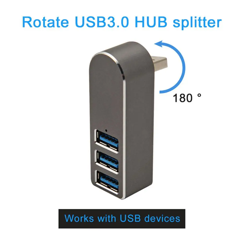 Высококачественный алюминиевый сплав 3 порта usb хаб высокоскоростной поворотный