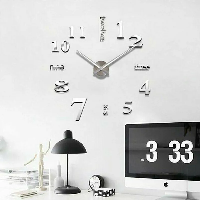 Горячая распродажа 3D DIY роскошные зеркальные настенные часы с дополнительными