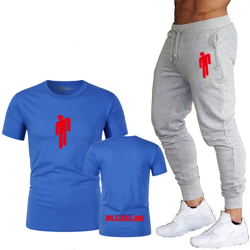 Футболка из хлопка, топ, XS-2XLBillie, с надписью Eilish, для дома, Мужская футболка, штаны,, новая летняя футболка, спортивный комплект
