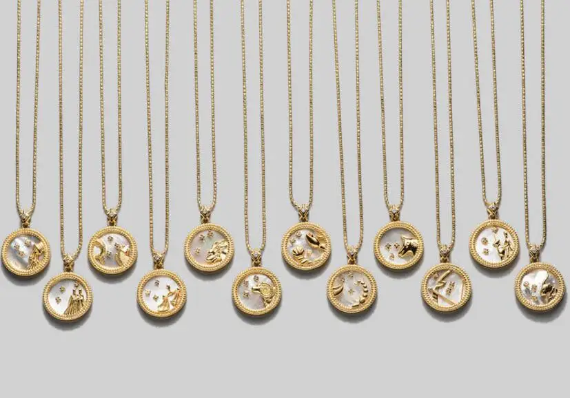 925 пробы Серебряное ожерелье 12 зодиака, круглый кулон с монеткой, ожерелье с созвездием для женщин, ювелирные изделия, вечерние, подарок