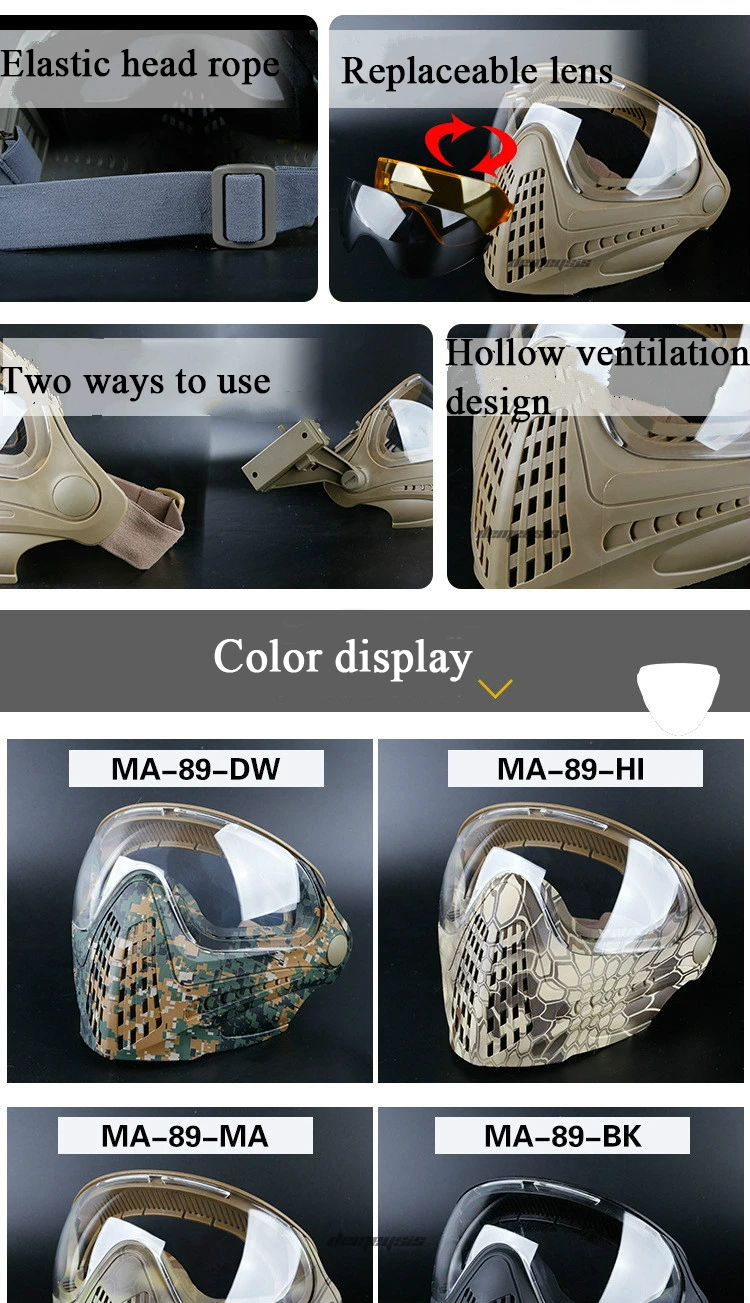 Камуфляжная тактическая маска страйкбол Пейнтбол Стрельба боевые маски охотничьи защитные очки полная маска для лица с 3 объективами