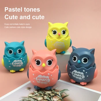 

Cute Baby Rattle Toys Cartoon Owl Snails Press Back Force Inertial Slide Toy Rotatable Infant Mobile Educational Toy Kids Gifts