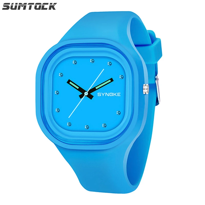 Blue Watch SYNOKE часы для мальчиков и девочек Детские Кварцевые часы с силиконовым ремешком комфортный подарок для детей часы для девочек водонепроницаемые часы - Цвет: Blue Watch