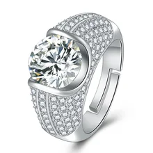 

Fashion 925 Silver Jewelry Men Ring Accessories with Zircon Gemstones Open Finger Rings for Wedding Party Bridal Gift Wholesale