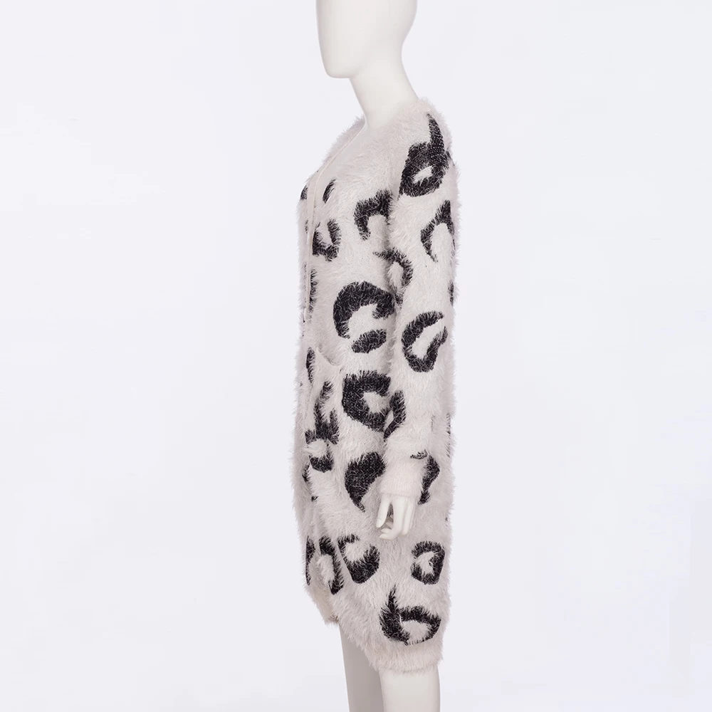 LOGAMI кардиганы с леопардовым принтом женский осенне-зимний толстый свитер женское длинное пальто Новинка