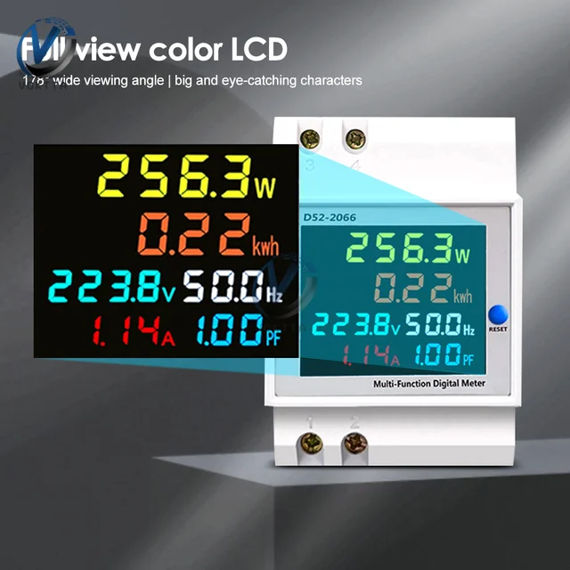 Indicateur de consommation électrique D52-2066 compteur électrique phase  ménage smart watt-heure mètre rail de