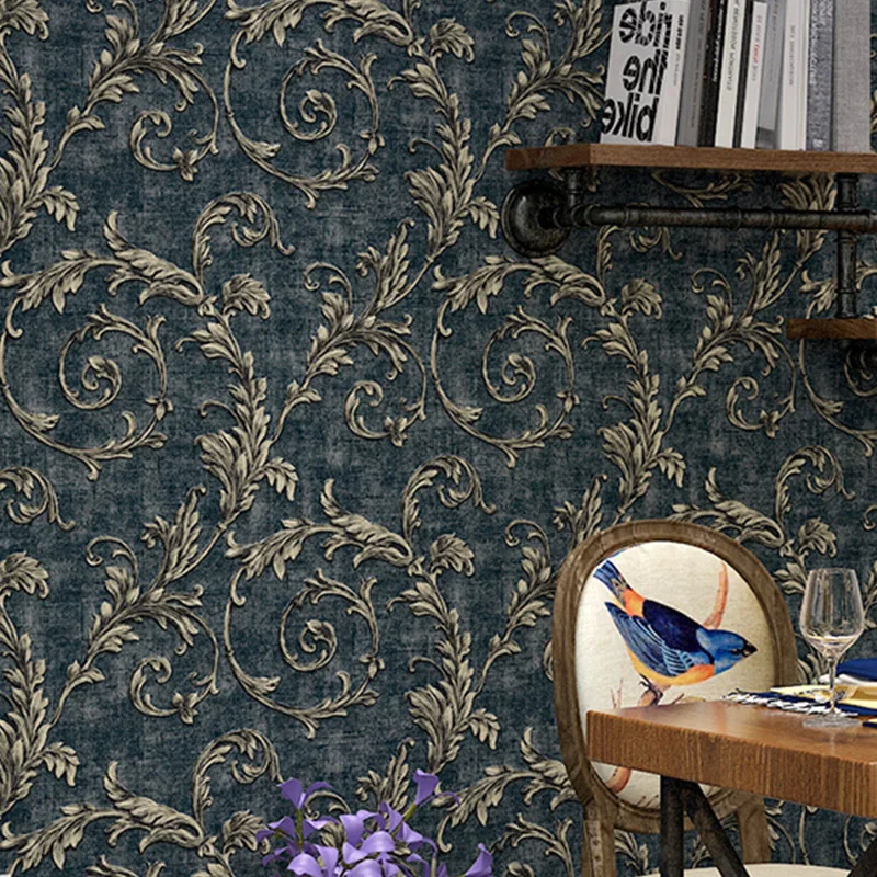 

Pastoral Style Trumpet Creeper Leaf American Vintage PVC Wallpaper Simple Warm Living Room Bedroom European Style Wall Environme