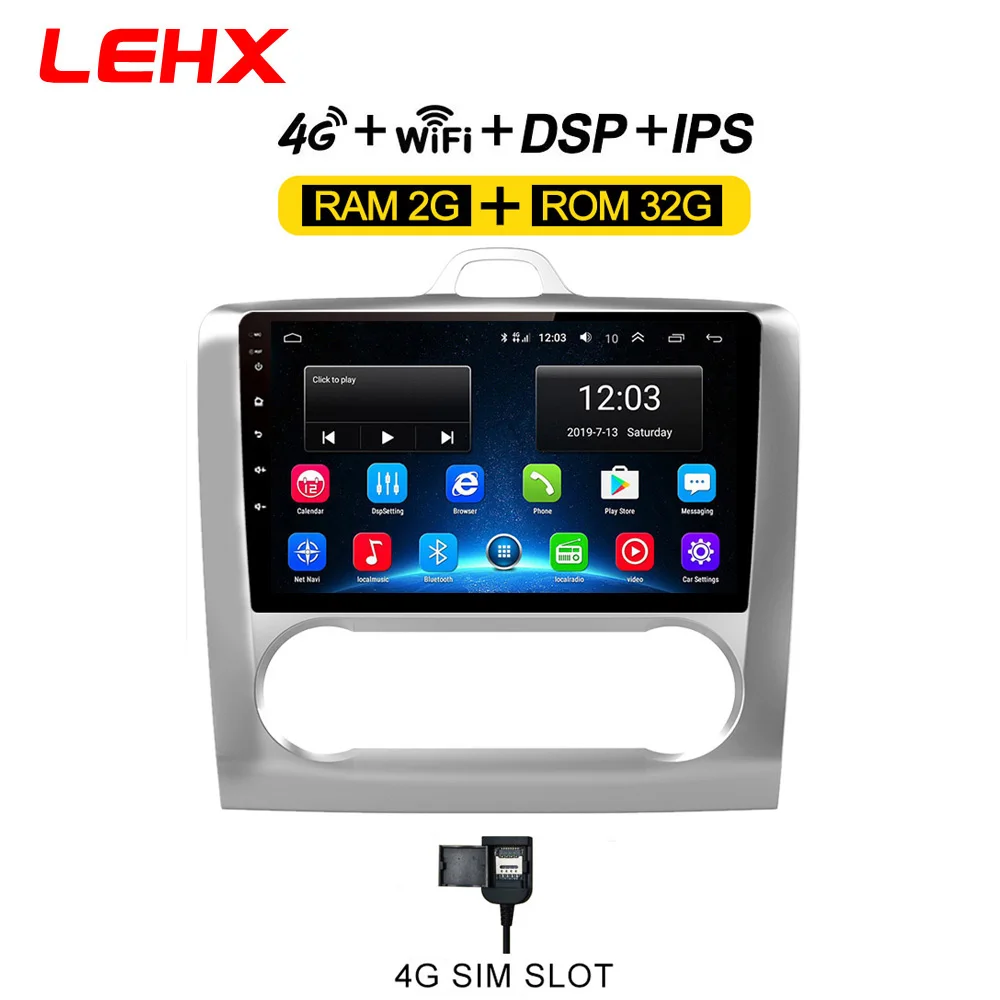 LEHX 2 DIN 9 дюймов Android 8,1 автомобильный мультимедийный плеер с сенсорным экраном четырехъядерный автомобильный радиоприемник для 2004 2005 2006-2011 Ford Focus Exi AT - Цвет: FOCUS AT32-4G