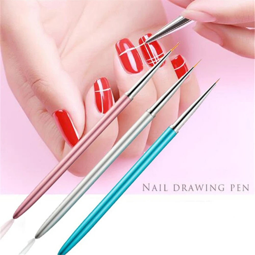 3 цвета дизайн ногтей резьбы ручка нейл-арта акрил ручка салонные инструменты для ногтей 3D чертежная ручка, кисточка для ногтей 5/7/9 мм