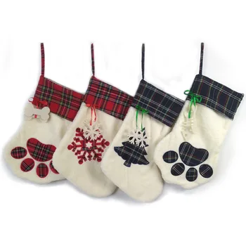 

Hot Monogram Bear's Paw Dog Bones Fish Bone chong wu wa Snowflake Christmas Decorative Socks