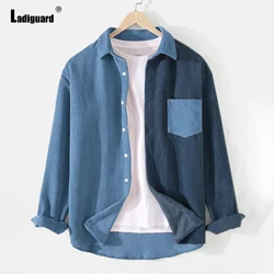 Camisa de manga longa blusões moda masculina lepal colarinho harajuku blusa masculina streetwear 2021 retalhos básico superior sexy roupas masculinas